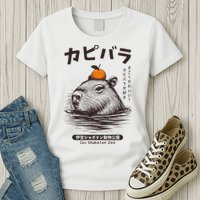 Capybara Onsen Capybara With Orange Capybara Lovers Womens T-Shirt