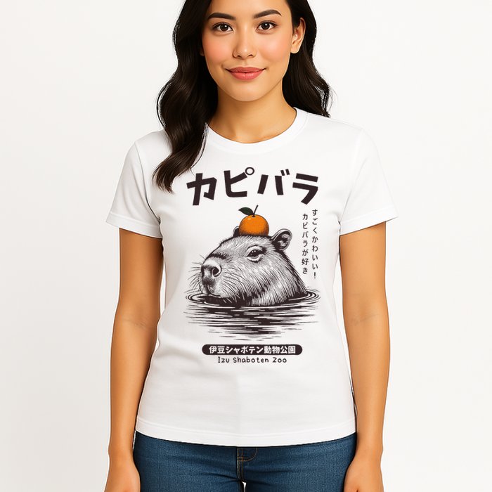 Capybara Onsen Capybara With Orange Capybara Lovers Womens T-Shirt