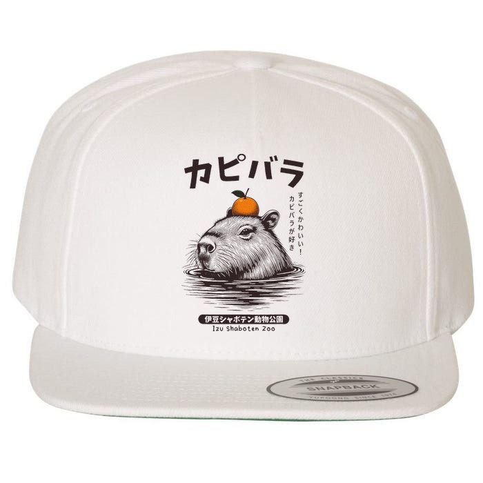 Capybara Onsen Capybara With Orange Capybara Lovers Wool Snapback Cap