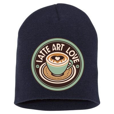 Canvas Of Caffeine Latte Art Short Acrylic Beanie