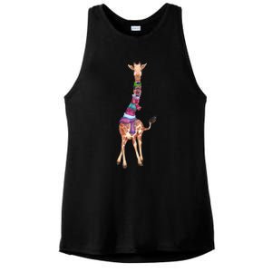 Cold Outside Cute Giraffe Illustration Ladies PosiCharge Tri-Blend Wicking Tank