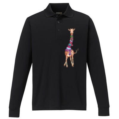 Cold Outside Cute Giraffe Illustration Performance Long Sleeve Polo