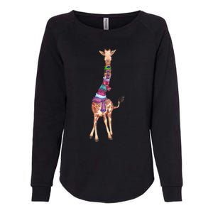 Cold Outside Cute Giraffe Illustration Womens California Wash Sweatshirt