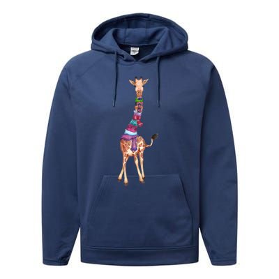 Cold Outside Cute Giraffe Illustration Performance Fleece Hoodie