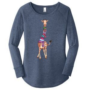 Cold Outside Cute Giraffe Illustration Women's Perfect Tri Tunic Long Sleeve Shirt