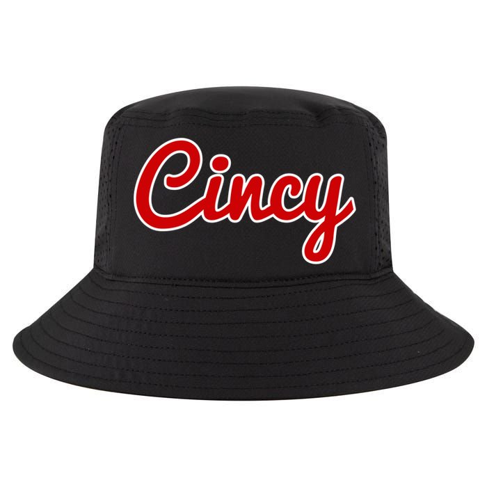 Cincinnati Ohio Classic Red Script Cincy City Gift Cool Comfort Performance Bucket Hat