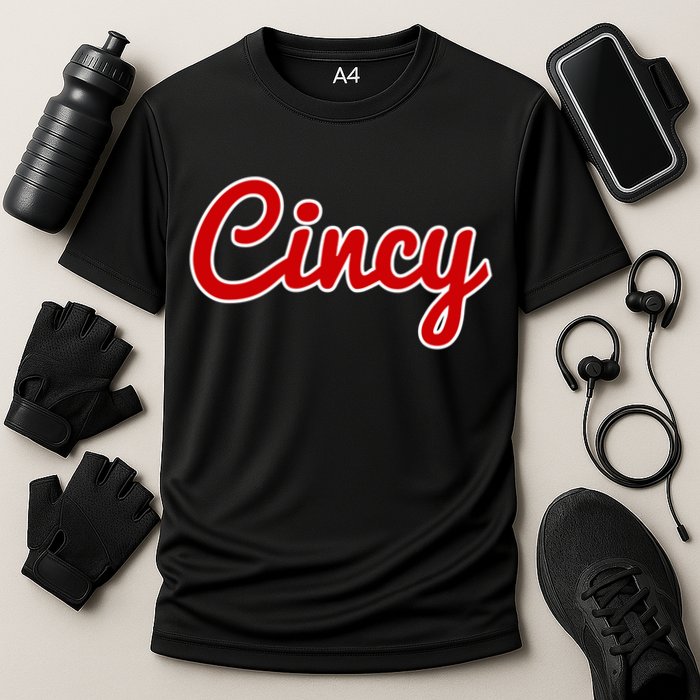 Cincinnati Ohio Classic Red Script Cincy City Gift Cooling Performance Crew T-Shirt