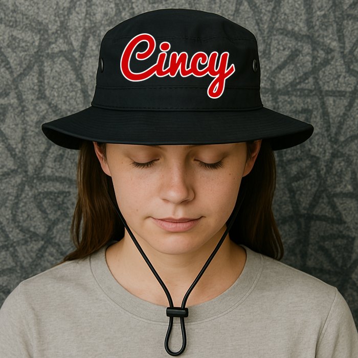 Cincinnati Ohio Classic Red Script Cincy City Gift Bucket Hat