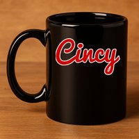Cincinnati Ohio Classic Red Script Cincy City Gift 11oz C Handle Ceramic Mug