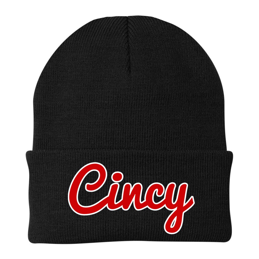 Cincinnati Ohio Classic Red Script Cincy City Gift Beanie