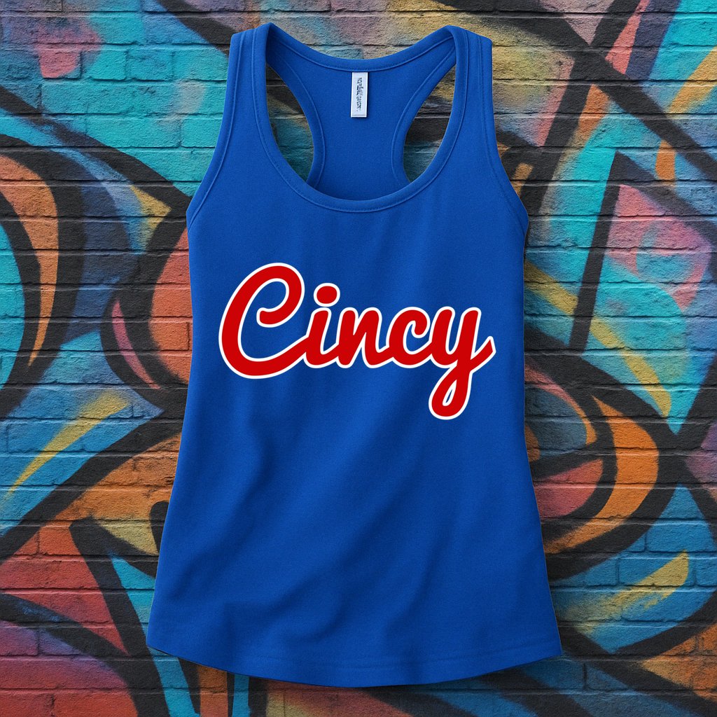 Cincinnati Ohio Classic Red Script Cincy City Gift Womens Tank Top