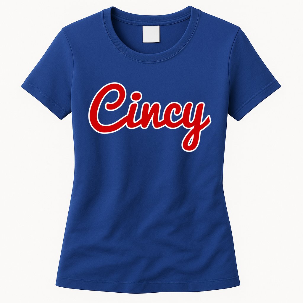 Cincinnati Ohio Classic Red Script Cincy City Gift Womens T-Shirt