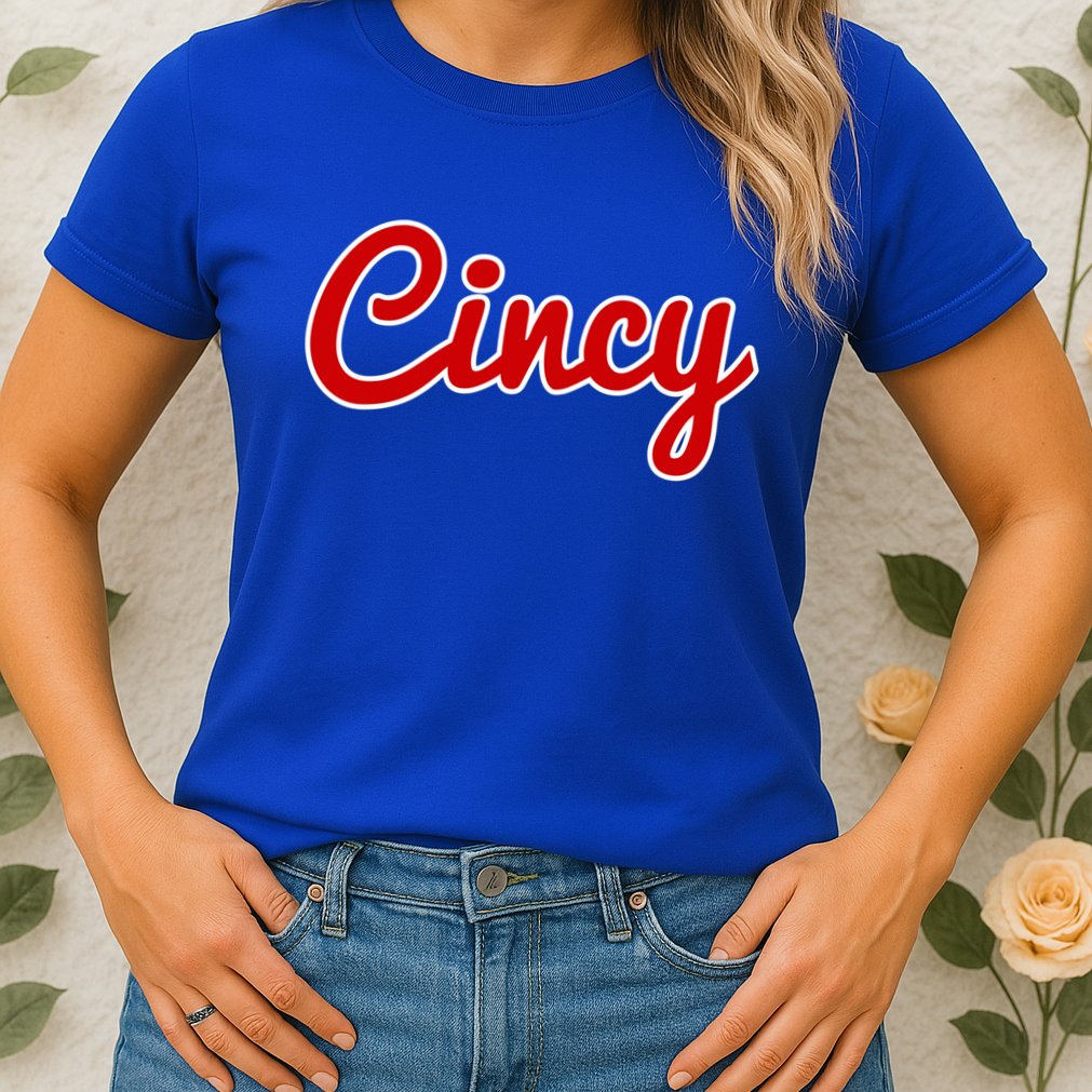 Cincinnati Ohio Classic Red Script Cincy City Gift Womens T-Shirt