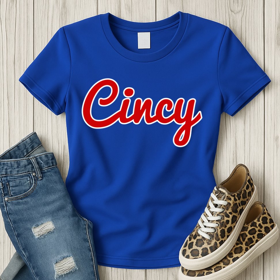 Cincinnati Ohio Classic Red Script Cincy City Gift Womens T-Shirt