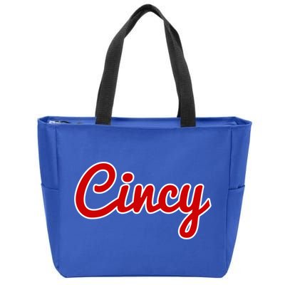 Cincinnati Ohio Classic Red Script Cincy City Gift Zip Tote Bag