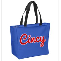 Cincinnati Ohio Classic Red Script Cincy City Gift Zip Tote Bag