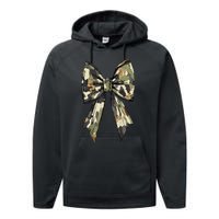 Camouflage Old Camo Bow Camo Coquette Bow Hunting Women Girl Performance Fleece Hoodie