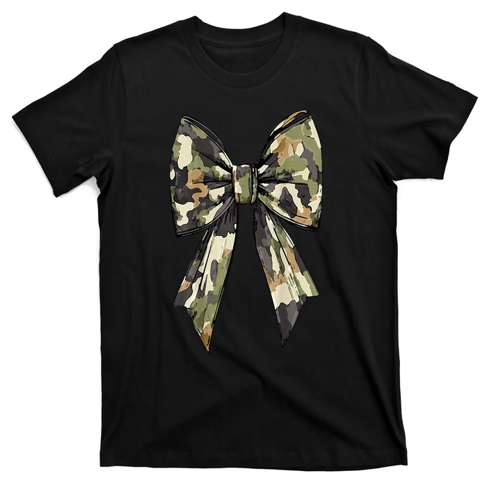 Camouflage Old Camo Bow Camo Coquette Bow Hunting Women Girl T-Shirt