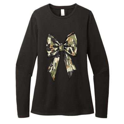 Camouflage Old Camo Bow Camo Coquette Bow Hunting Women Girl Womens CVC Long Sleeve Shirt