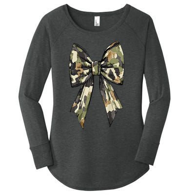 Camouflage Old Camo Bow Camo Coquette Bow Hunting Women Girl Women's Perfect Tri Tunic Long Sleeve Shirt