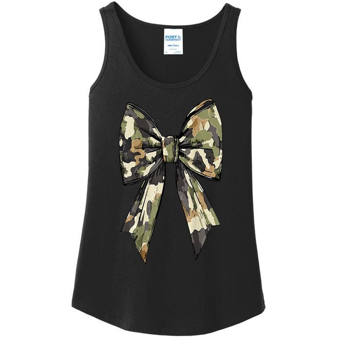 Camouflage Old Camo Bow Camo Coquette Bow Hunting Women Girl Ladies Essential Tank