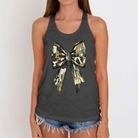 Camouflage Old Camo Bow Camo Coquette Bow Hunting Women Girl Women's Knotted Racerback Tank