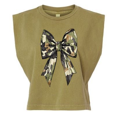 Camouflage Old Camo Bow Camo Coquette Bow Hunting Women Girl Garment-Dyed Women's Muscle Tee