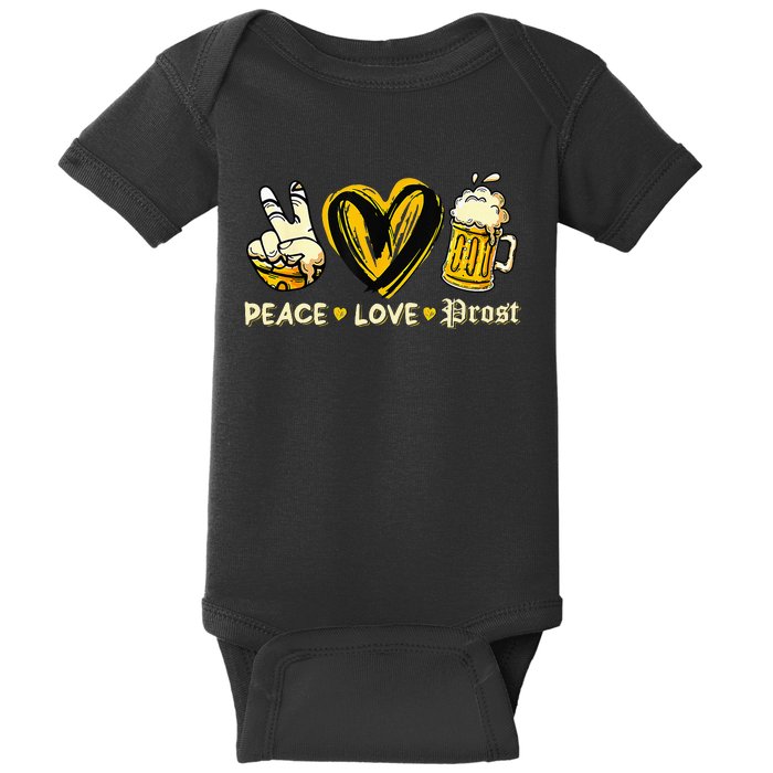 Cute Oktoberfest Costume Peace Love Prost Prost Oktoberfest Baby Bodysuit