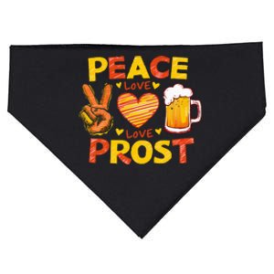 Cute Oktoberfest Costume Peace Love Prost Prost Oktoberfest USA-Made Doggie Bandana