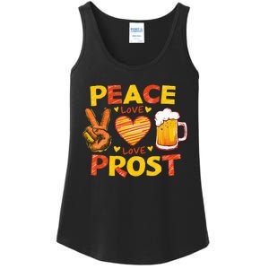 Cute Oktoberfest Costume Peace Love Prost Prost Oktoberfest Ladies Essential Tank