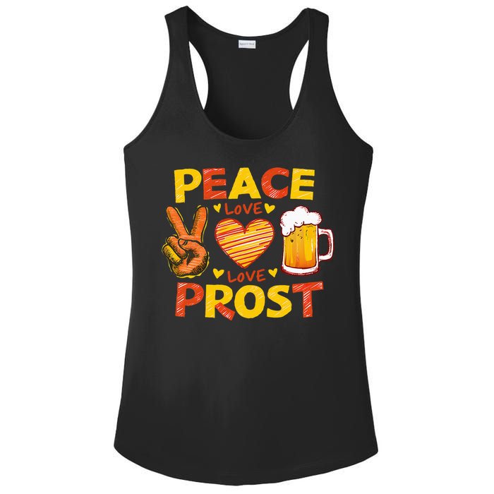 Cute Oktoberfest Costume Peace Love Prost Prost Oktoberfest Ladies PosiCharge Competitor Racerback Tank