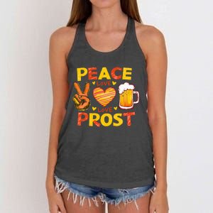 Cute Oktoberfest Costume Peace Love Prost Prost Oktoberfest Women's Knotted Racerback Tank