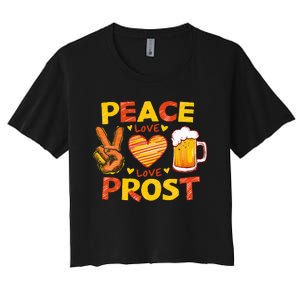 Cute Oktoberfest Costume Peace Love Prost Prost Oktoberfest Women's Crop Top Tee