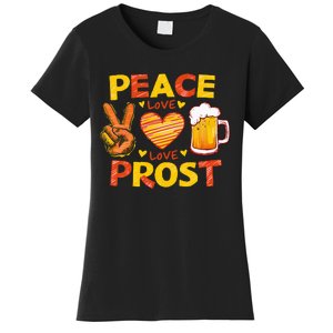 Cute Oktoberfest Costume Peace Love Prost Prost Oktoberfest Women's T-Shirt