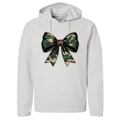 Camouflage Old Camo Bow Camo Coquette Bow Hunting Performance Fleece Hoodie