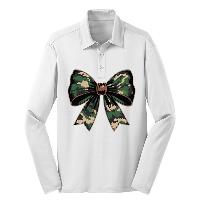 Camouflage Old Camo Bow Camo Coquette Bow Hunting Silk Touch Performance Long Sleeve Polo