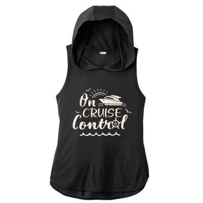 Cruise On Control Funny Boat Cruising Travel Summer Vacation Ladies PosiCharge Tri-Blend Wicking Draft Hoodie Tank