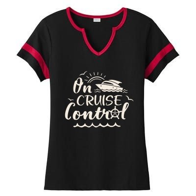 Cruise On Control Funny Boat Cruising Travel Summer Vacation Ladies Halftime Notch Neck Tee