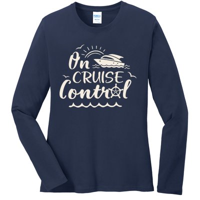 Cruise On Control Funny Boat Cruising Travel Summer Vacation Ladies Long Sleeve Shirt