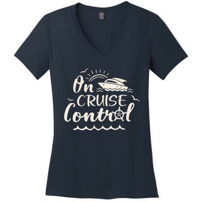 Cruise On Control Funny Boat Cruising Travel Summer Vacation Women's V-Neck T-Shirt