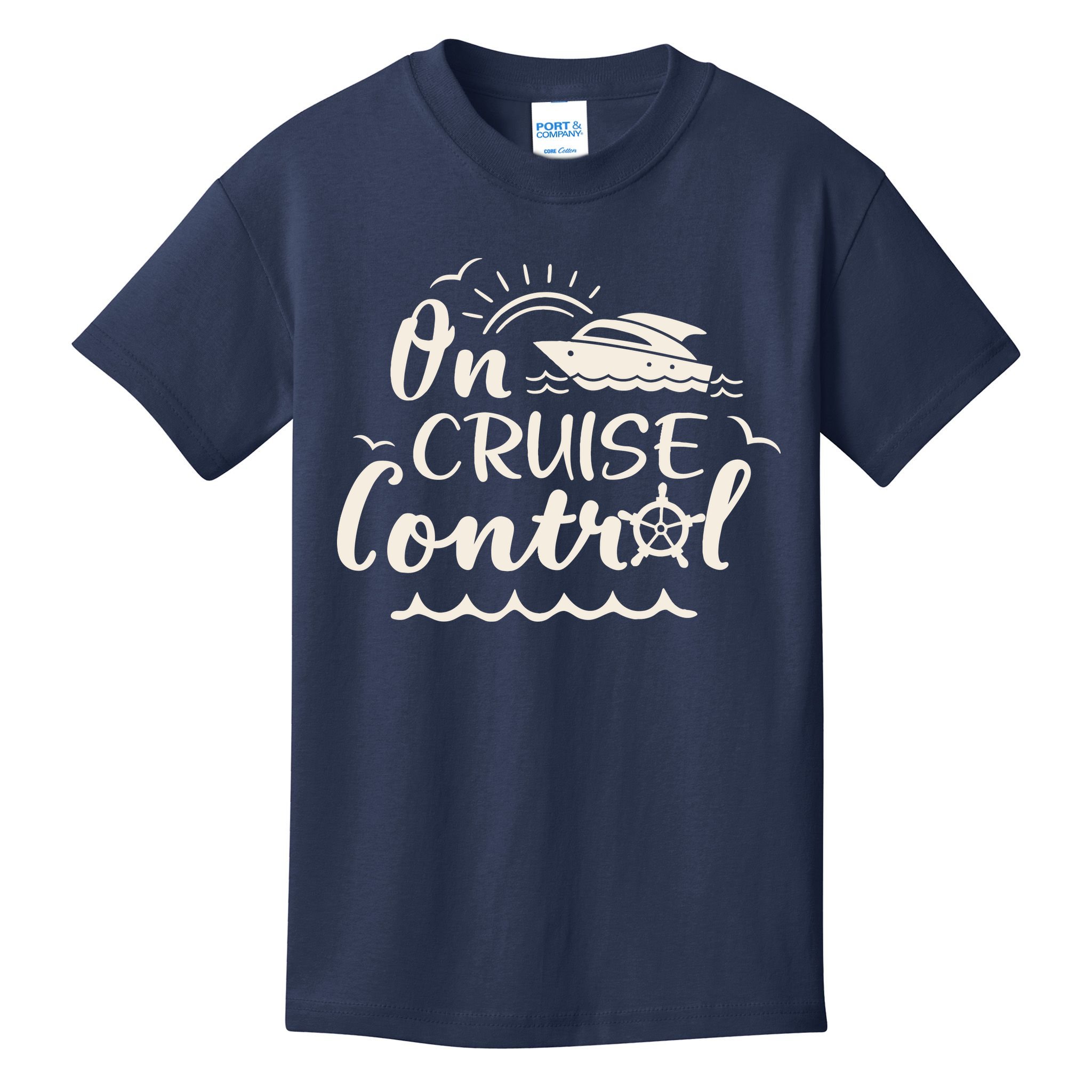 Cruise On Control Funny Boat Cruising Travel Summer Vacation Kids T-Shirt