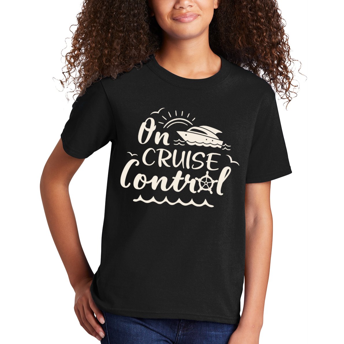Cruise On Control Funny Boat Cruising Travel Summer Vacation Kids T-Shirt