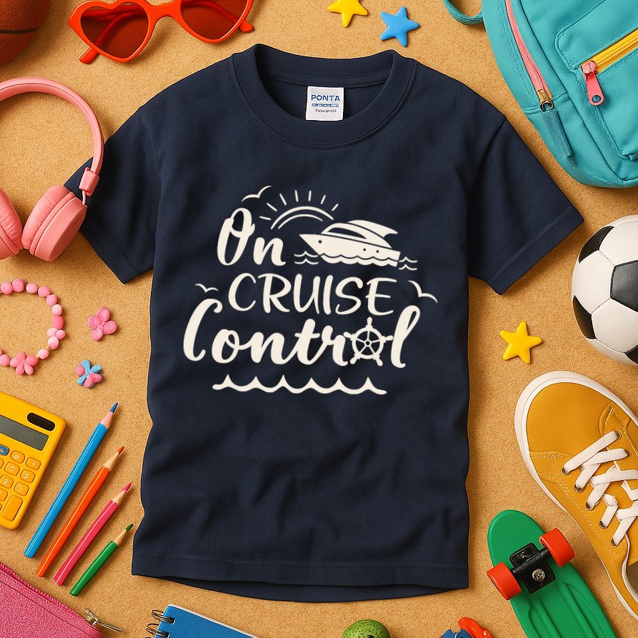 Cruise On Control Funny Boat Cruising Travel Summer Vacation Kids T-Shirt