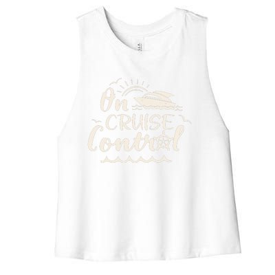 Cruise On Control Funny Boat Cruising Travel Summer Vacation Women's Racerback Cropped Tank