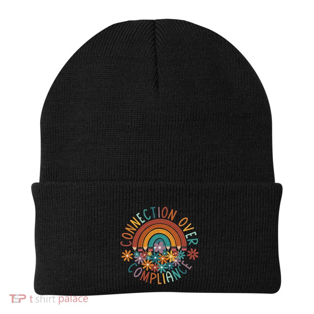 Connection Over Compliance Autism Awareness Sped Teacher Knit Cap Winter Beanie