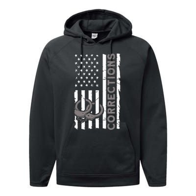 Correctional Officer Corrections Thin Silver Line Performance Fleece Hoodie