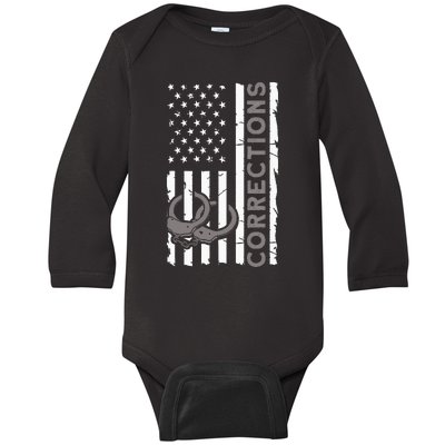 Correctional Officer Corrections Thin Silver Line Baby Long Sleeve Bodysuit