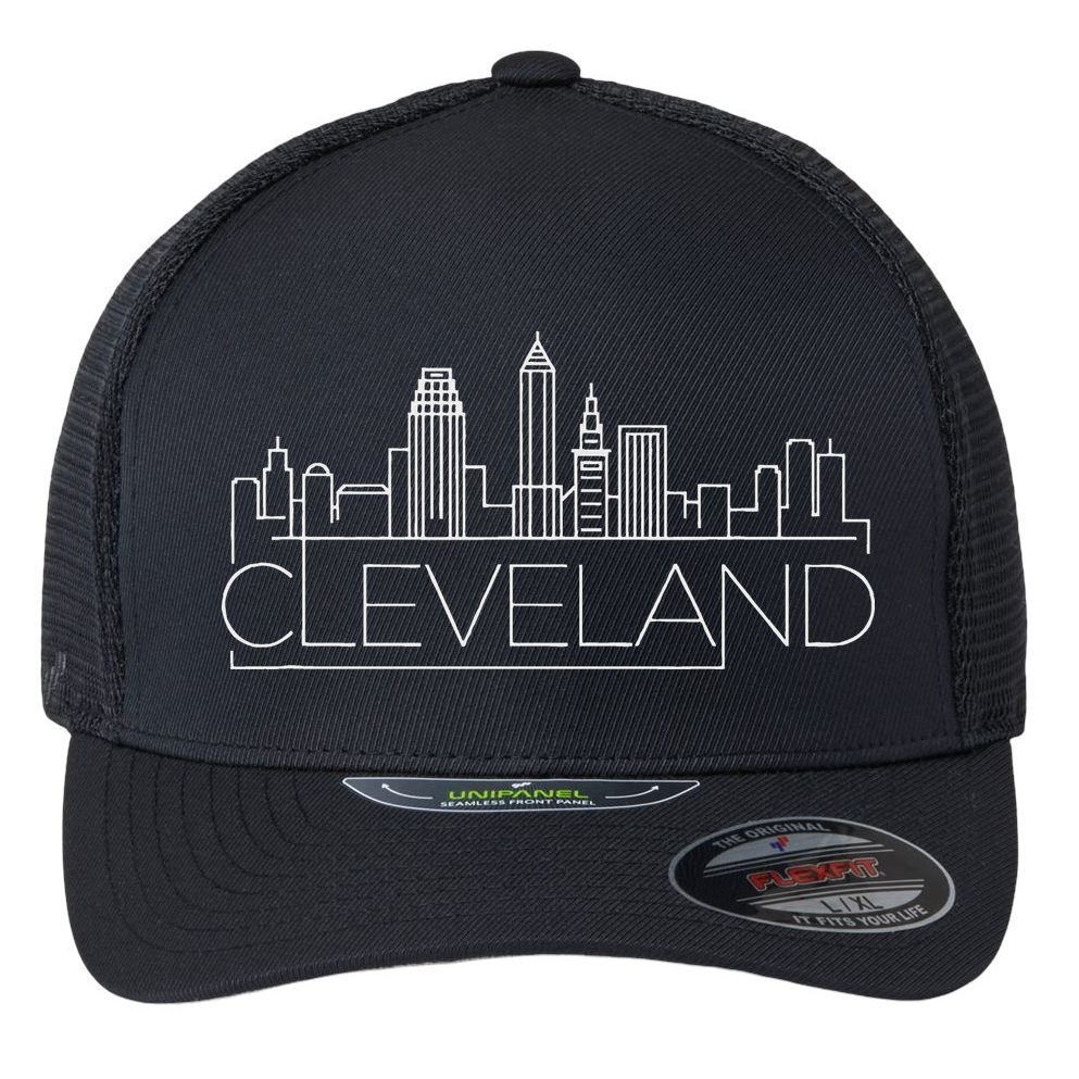 Cleveland Ohio City Skyline Flexfit Unipanel Trucker Cap