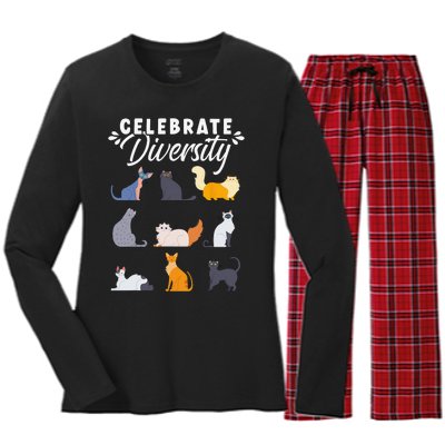 Cat Owner Cat Lover Cat Diversity Cute Cat Women's Long Sleeve Flannel Pajama Set 