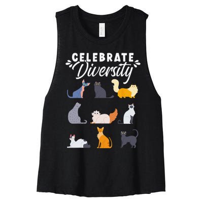 Cat Owner Cat Lover Cat Diversity Cute Cat Women's Racerback Cropped Tank